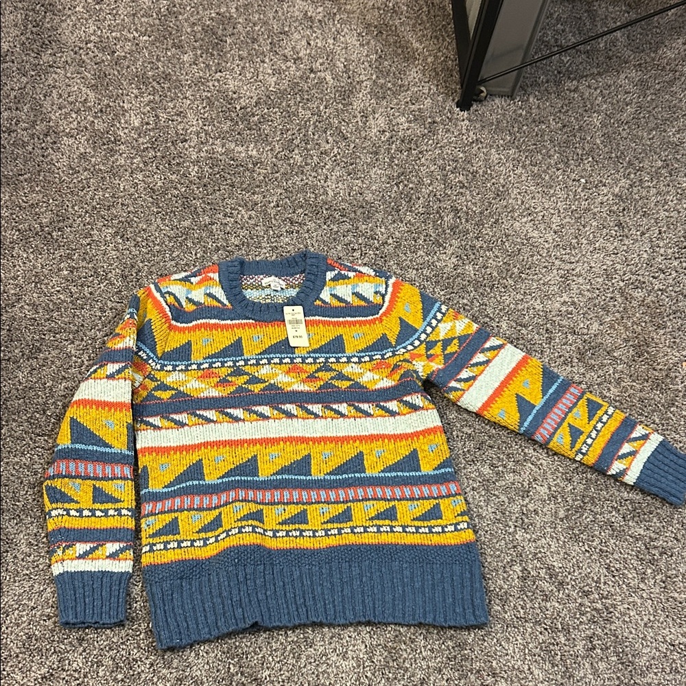 L.L. Bean Men's Multicolor Geometric Crewneck Sweater